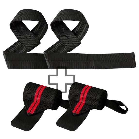 Lockways Lifting Straps Sets for Weightlifting 25 In Lifting Straps and 23 In Wrist Straps for Gym Bodybuilding Strength Training 4 Pcs