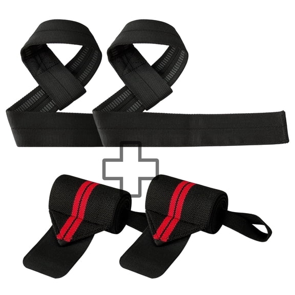 Lockways Lifting Straps Sets for Weightlifting 25 In Lifting Straps and 23 In Wrist Straps for Gym Bodybuilding Strength Training 4 Pcs