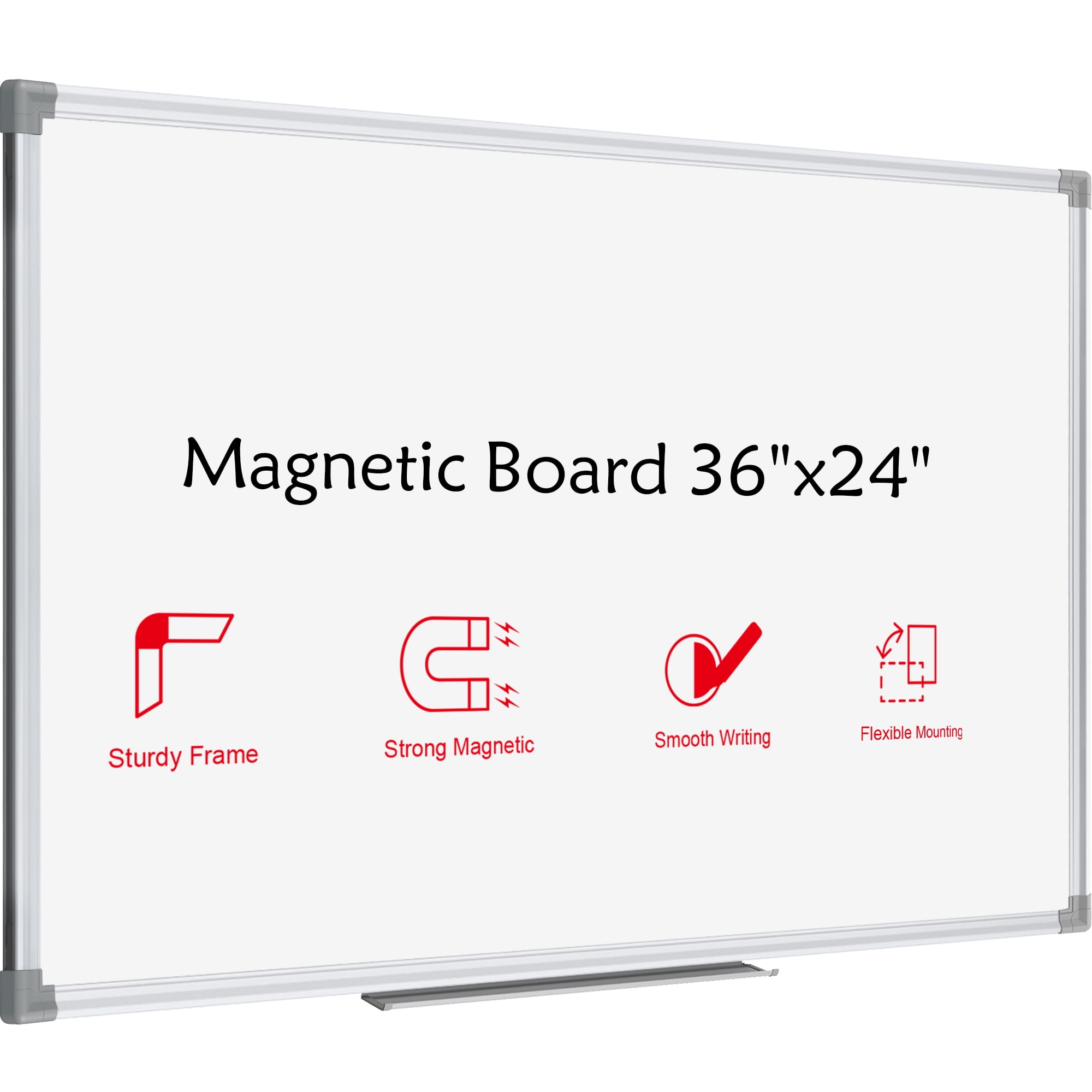 U Brands Glass Dry Erase Board, 72" x 36", Whiteboard, Black Surface