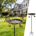 thumbnail image 1 of Lockways Retro Bird Bath for Outside, 32.6"  Weather-Resistant bird bath with 5 Prongs Base, Bird Baths and Feeder with Lotus Leaf Shaped Tray, Antique Bronze, 1 of 7