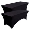 thumbnail image 1 of Lockways 2 Pack Black Tablecloth (6ft Rectangle) – Stain/Wrinkle-Resistant Washable Polyester Cover for Dining, Buffet, Camping, 1 of 8