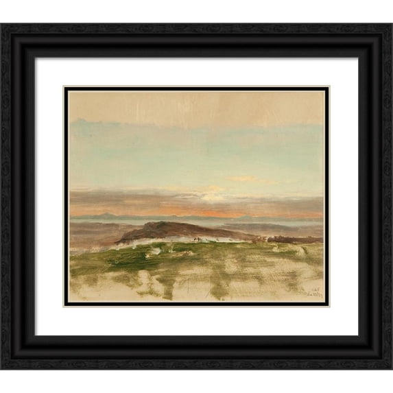 Lockwood de Forest 14x12 Black Ornate Wood Framed Double Matted Museum Art Print Titled: Landscape (1877)