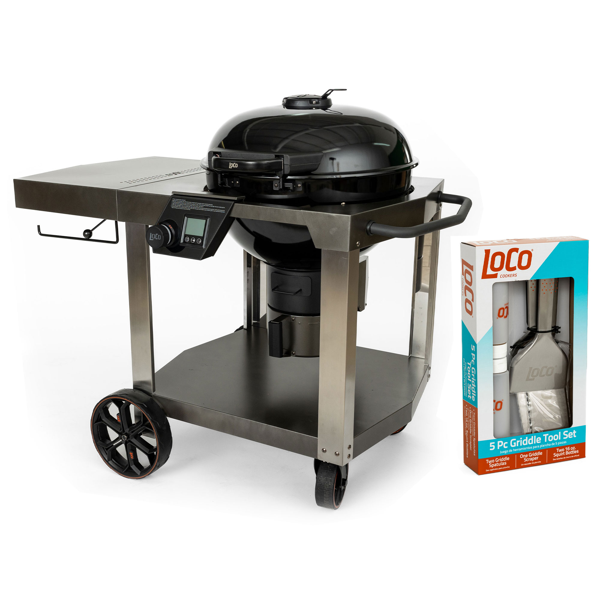 Loco Cookers 22.5" SmartTemp Kettle Grill and 5 Piece Griddle Accessory