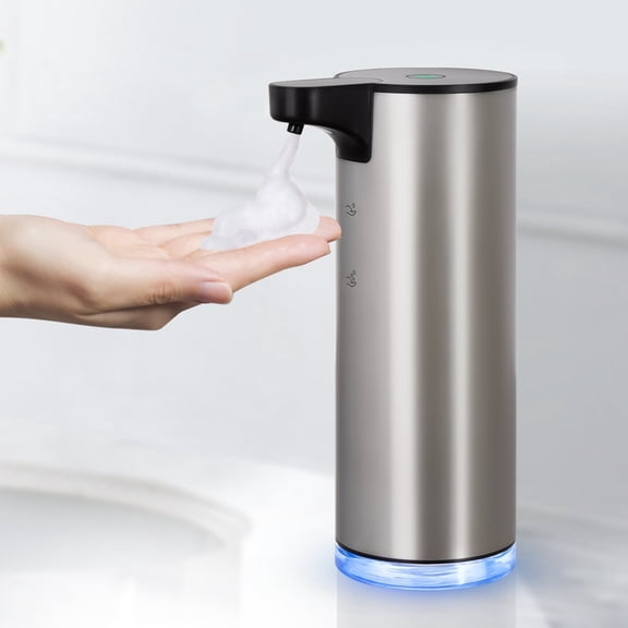 Lococo Soap Dispenser, Rechargeable Automatic Soap Dispenser Stainless Steel Touchless Foaming Soap Dispenser for Bathroom Auto Hand Soap Dispenser for Kitchen, Xmas Gift,9oz