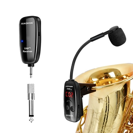 Lococo UHF Wireless Instrument Microphone with Wireless Receiver and Transmitter, ABS