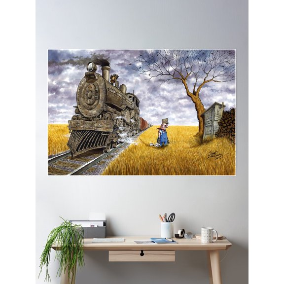 Locomotive Engineer Taking A Break Poster Wall Art, Modern Wall Decor For Living Room Bedroom, 8x12 UNFRAMED