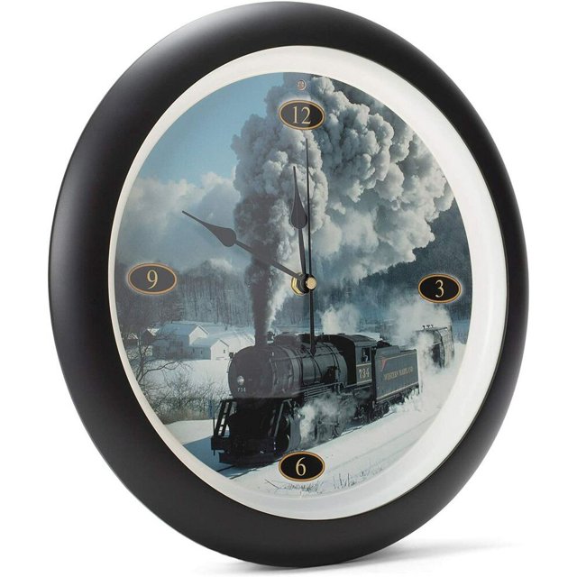 Legends Steam Engine Train Sounds 13 Inch Hanging Wall Clock