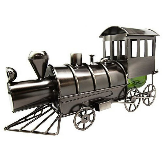 Locomotive Railroad Train Hand Made Metal Wine Bottle Holder Caddy Figurine