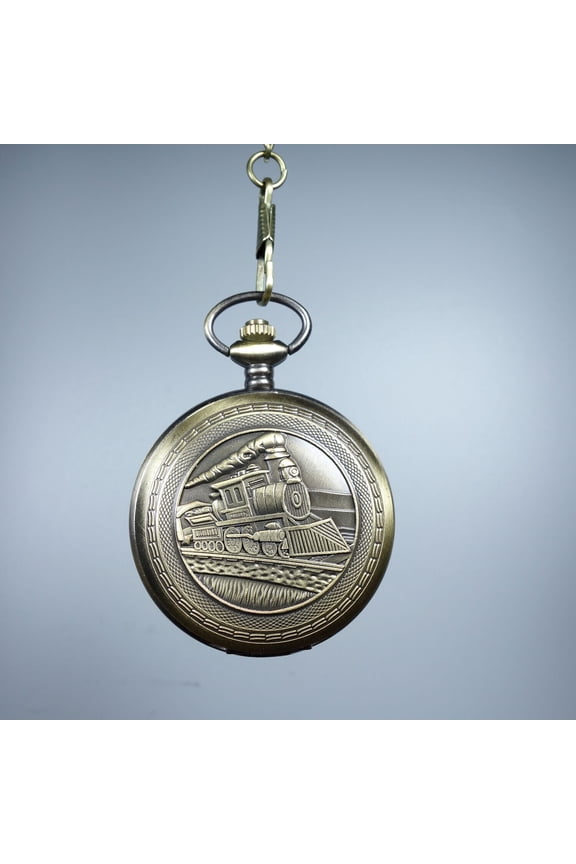 Locomotive Single Open Pocket WatchMechanical Clock Titanium Alloy
