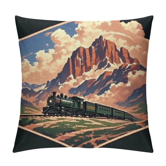 Locomotive Steam Train Throw Pillow