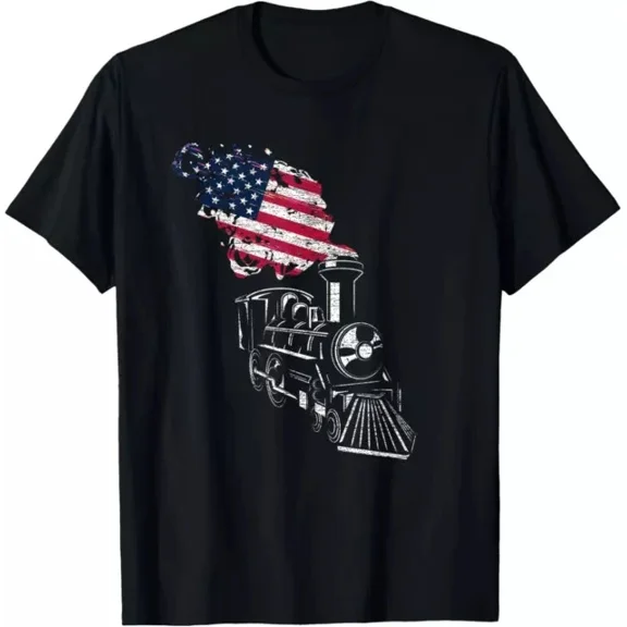 Locomotive Us Flag Railroad Model Train Patriotic Train