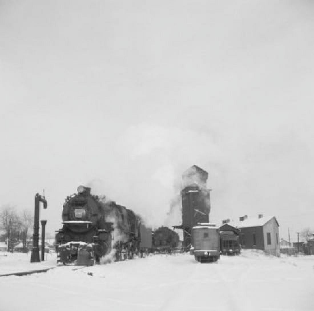 Locomotives taking on water Canvas Art - (18 x 24)
