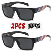 Locs 2 Pack Deal Hardcore Fashion Black Lowrider USA Flag Design Shades Sunglasses 91190 BK