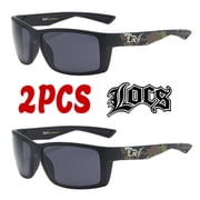 Locs 2 Pack Deal Hardcore Fashion HipHop Black Lowrider Designer Shades Sunglasses 91143 CAMO