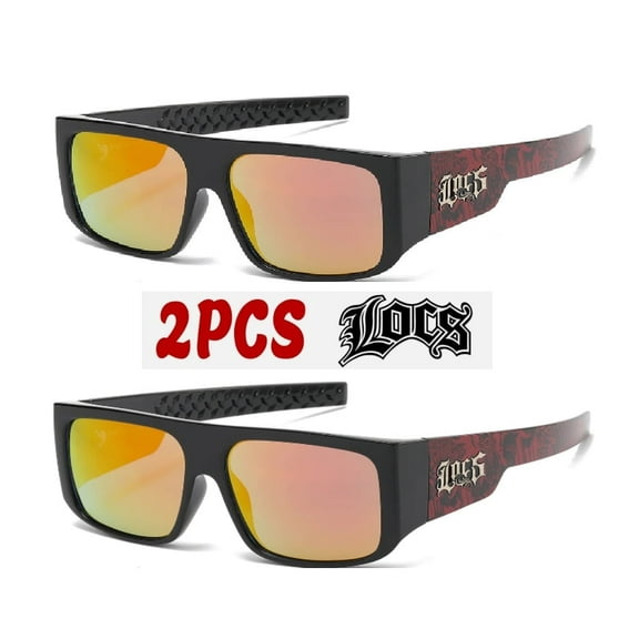 Locs 2 Pack Hardcore Fashion Black Lowrider Design Shades Sunglasses 91192 GRFT Red