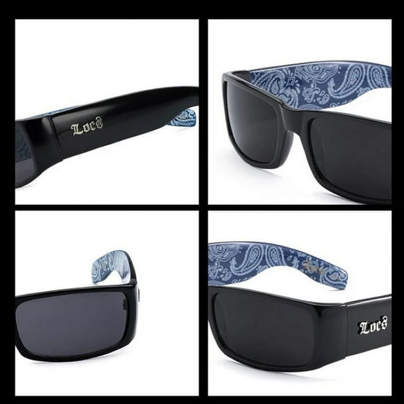 Locs 9006 Black w/ BLUE BANDANA Sunglasses | Hardcore Shades FREE SHIPPING