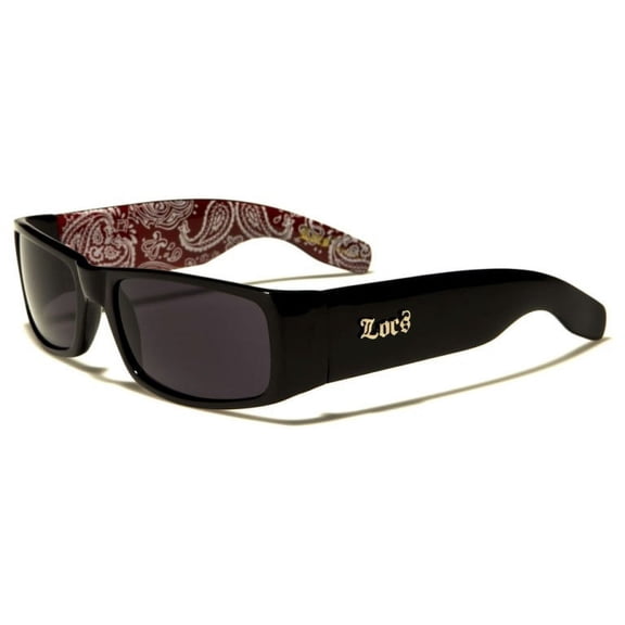 Locs 9006 Black w/ Red Bandana Sunglasses Hardcore Gangster OG