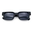 thumbnail image 1 of Locs Big Metal Gothic Letter Logo Narrow Rectangle Horn Rim Sunglasses Gunmetal, 1 of 8