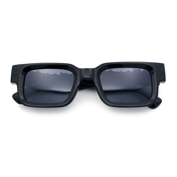 Locs Big Metal Gothic Letter Logo Narrow Rectangle Horn Rim Sunglasses Gunmetal