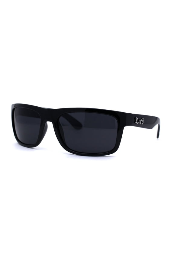 Locs Classic Manly All Black Gangster Sport Rectangular Sunglasses Gloss