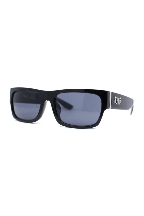 Locs Classic Thick Temple Narrow Horn Rim Gangster All Black Sunglasses Gloss