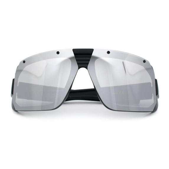 Locs Color Mirror Oversized Wrap Around Gangster Plastic Biker Sunglasses [Silver Mirror]