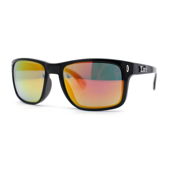Locs Color Mirror Sport Rectangle Horn Rim Gangster Sunglasses Fuchsia Mirror