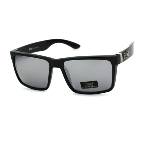 Locs Colored Reflective Black Rectangular Gangster Hardcore Sunglasses Silver Mirror