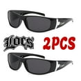 thumbnail image 1 of Locs Fashion HipHop 2Pcs Black 9030 Sunglasses  Lowrider Shade 100% UV Protection, 1 of 2