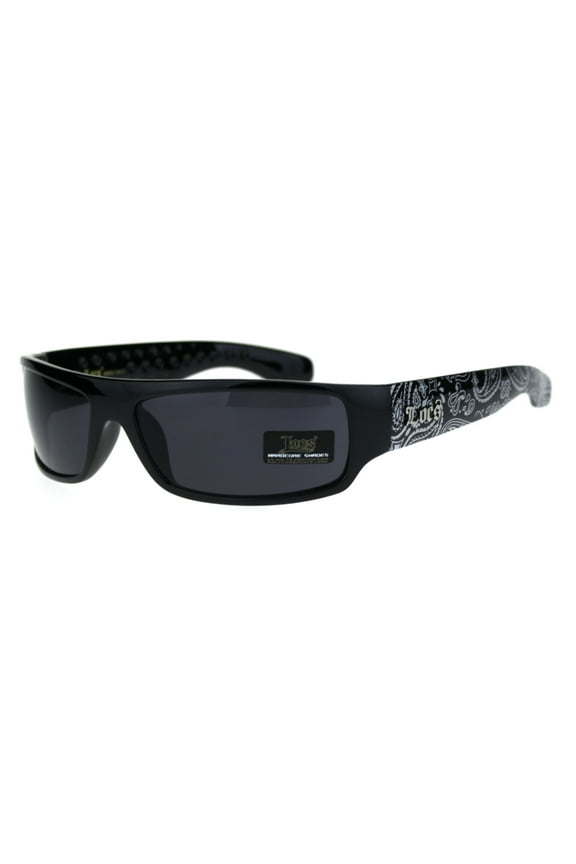 Locs Gangster Mad Dog Dark Black Shades Narrow Rectangle Sunglasses Black Bandana