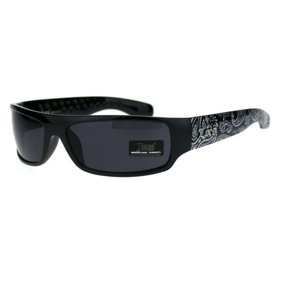 Locs Gangster Mad Dog Dark Black Shades Narrow Rectangle Sunglasses Black Bandana