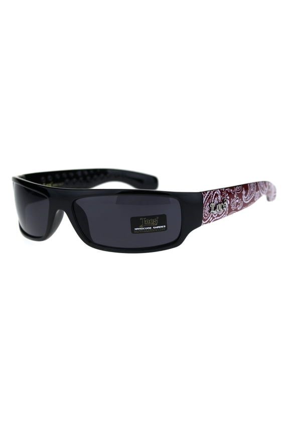 Locs Gangster Mad Dog Dark Black Shades Narrow Rectangle Sunglasses Red Bandana