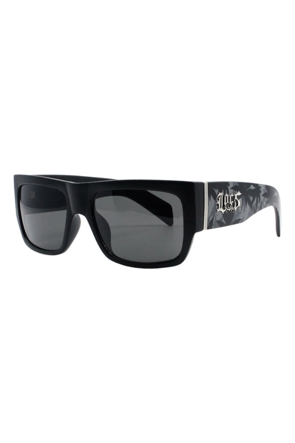 Hardcore Shades Men's Sunglasses Matte Black Rectangular Marijuana Leaf