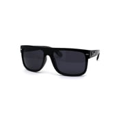 Locs Hipster Gangster Hardcore Flat Top Horn Rim Sunglasses Shiny Black