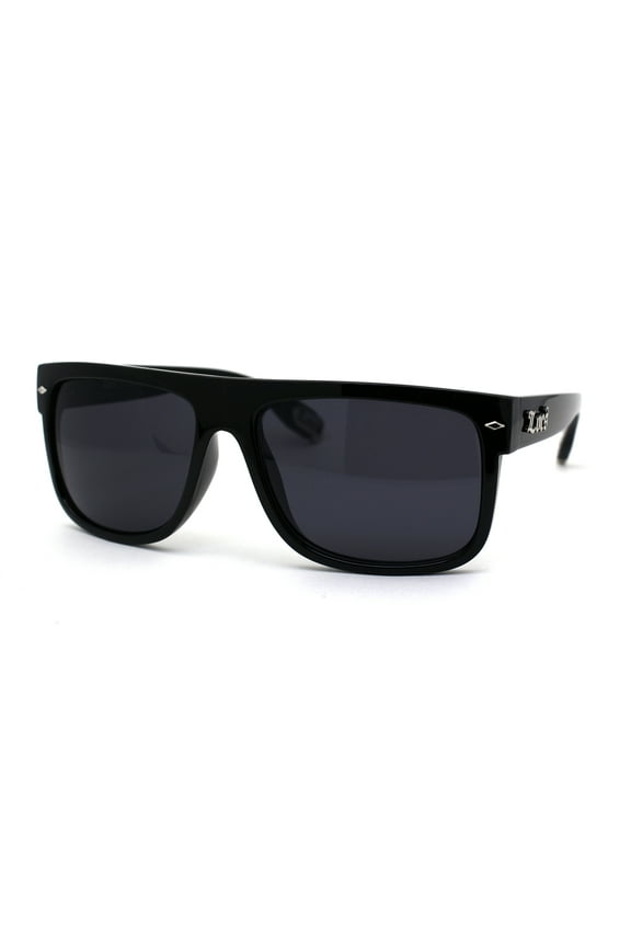 Locs Hipster Gangster Hardcore Flat Top Horn Rim Sunglasses Shiny Black