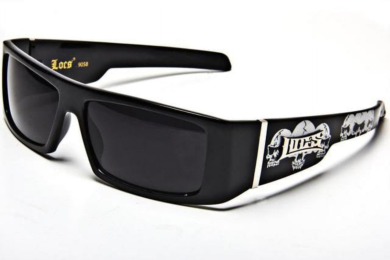 Locs Mens Skull Accent Gangster Sunglasses, Black