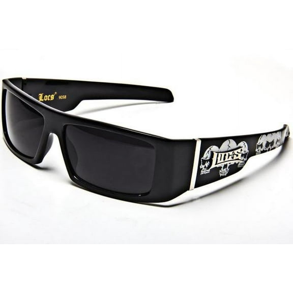 Locs Men's Skull Accent Gangster Sunglasses, Black