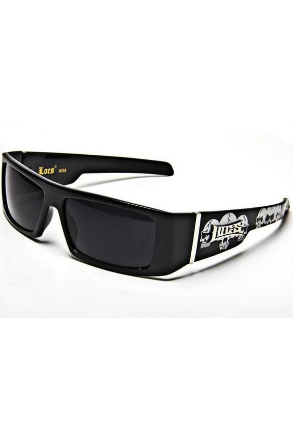 Men's Skull Accent Gangster Sunglasses, Black
