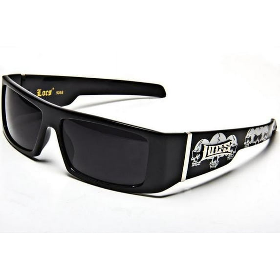 Locs Men's Skull Accent Gangster Sunglasses, Black