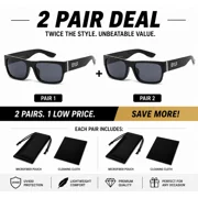Locs Mens Sunglasses Lowrider Biker Flat Top Motorcycle UV400 Category 3 Lens