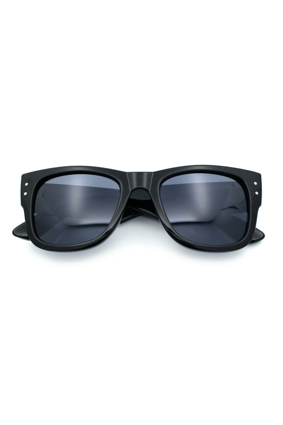Locs Mens All Black Bold Gothic Logo Horn Rim Plastic Sunglasses