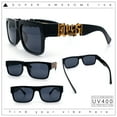 thumbnail image 1 of Locs Mens Bold Gothic Logo Thick Arm Horn Rim Gangster All Black Sunglasses [56mm] Black Gold, 1 of 8