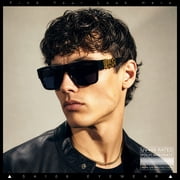 Locs Mens Bold Gothic Logo Thick Arm Horn Rim Gangster All Black Sunglasses [56mm] Black Gold