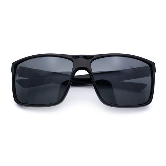 Locs Mens Classic 90s All Black Rectangular Gangster Plastic Sunglasses
