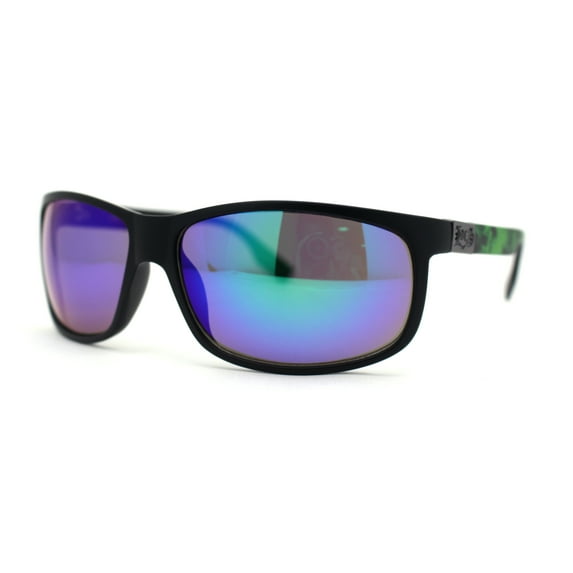 Locs Mens Color Mirror Color Smoke Arm Sport Sunglasses Black Green Teal Mirror