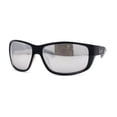 thumbnail image 1 of Locs Mens Color Mirror Wrap Rectangle Gangster Sport Sunglasses Black Clear Silver Mirror, 1 of 4