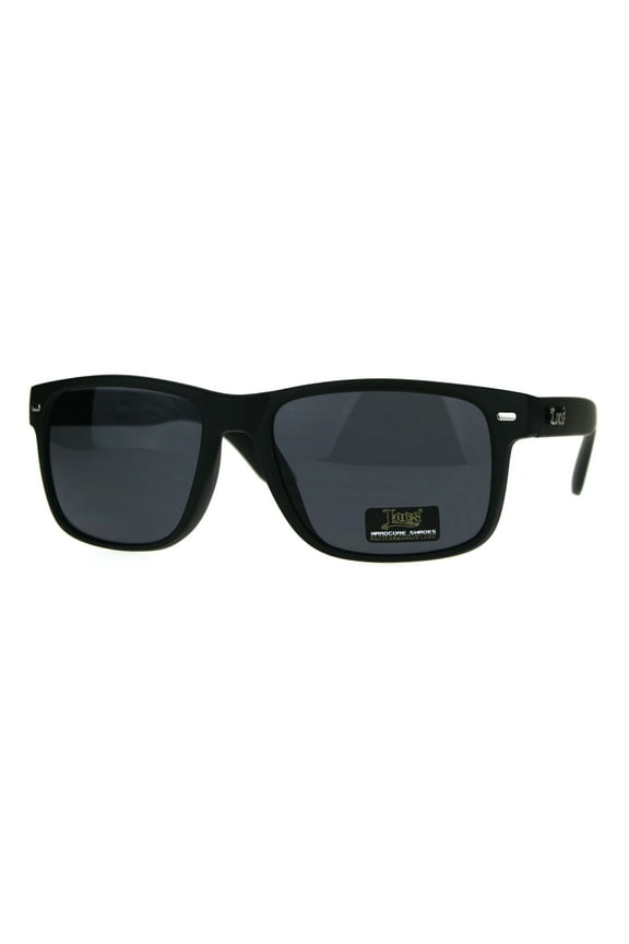 Locs Mens OG Rectangular Classic Horn Rim Sport All Black Sunglasses