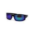 thumbnail image 1 of Locs Mens Rectangular Warp Gangster Cholo Sunglasses Black Teal Mirror, 1 of 4