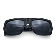 Locs Mens Skull Pattern Arm Thick Temple Rectangle Gangster Sunglasses Shiny Black - Light Skull