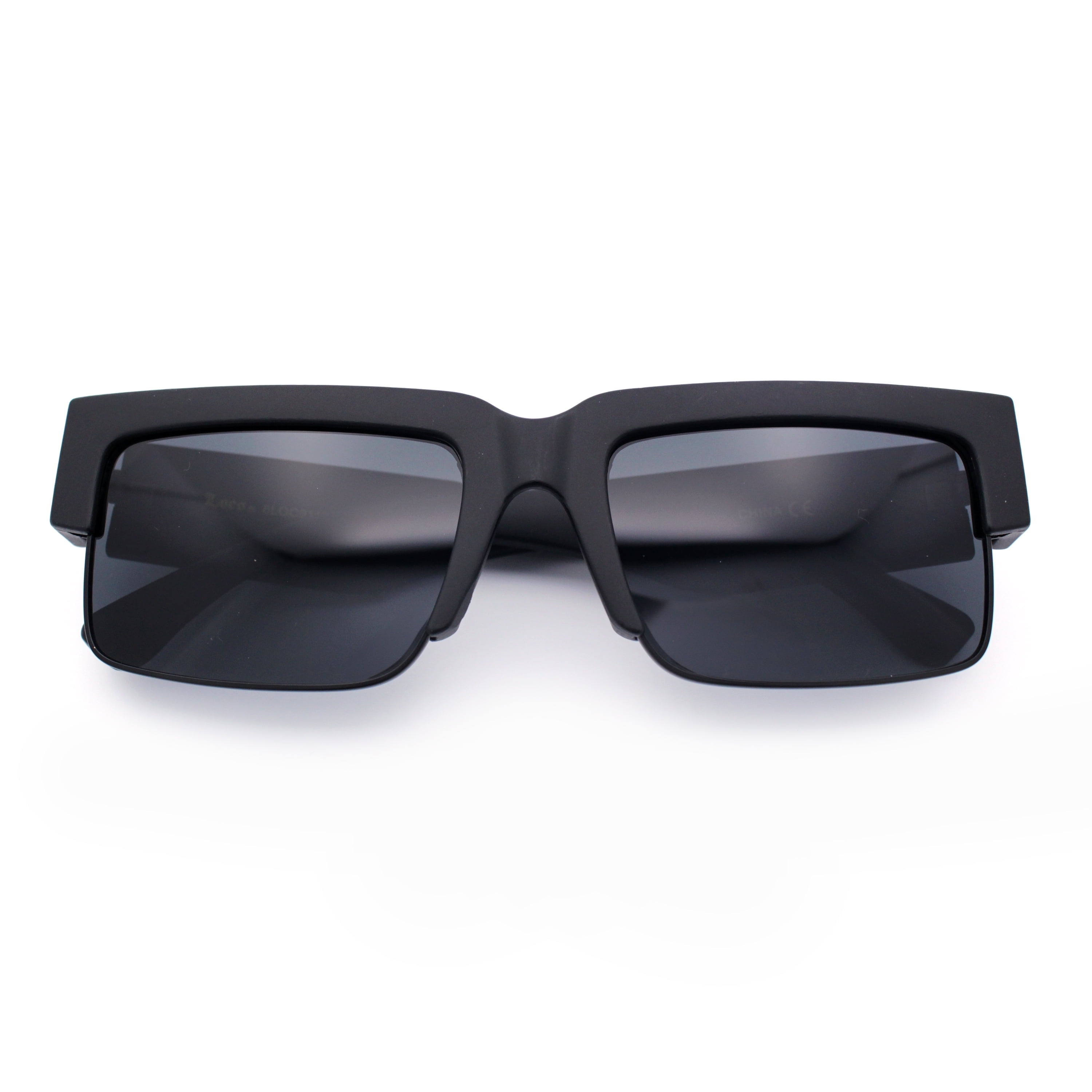 小物 Simply Complicated TV SHADES BLACK Locs Mens Thick Temple Half Rim Squared Rectangle Gangster